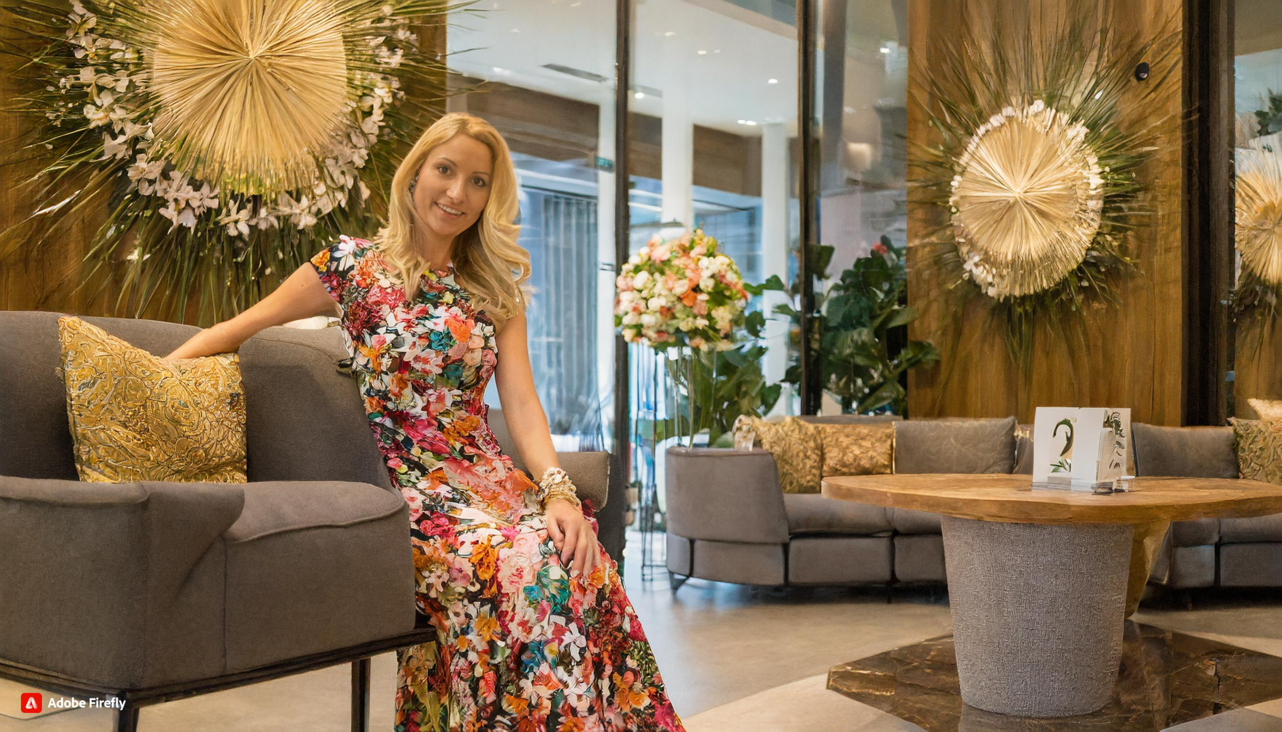 Prachtvolles Blumenarrangement von Blumen Meister in einem Luxushotel in Frankfurt: Dieses Bild zeigt ein atemberaubendes, von Blumen Meister kunstvoll kreiertes Blumenarrangement, das in der Lobby eines renommierten Frankfurter Luxushotels platziert ist.